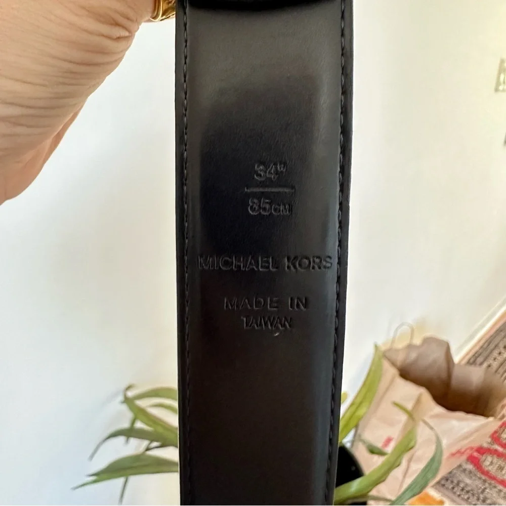 Michael Kors MK Logo Leather Belt Size 34”